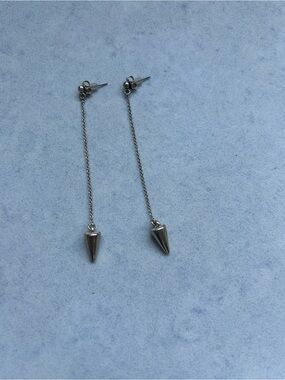 Silver Minimalist Drop Spike Earrings